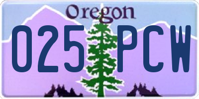 OR license plate 025PCW