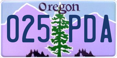 OR license plate 025PDA