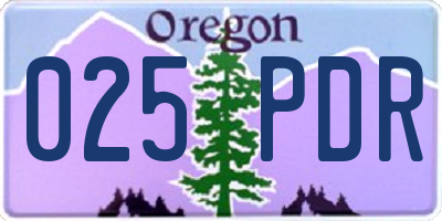 OR license plate 025PDR