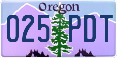 OR license plate 025PDT