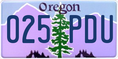 OR license plate 025PDU