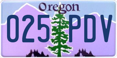 OR license plate 025PDV