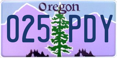 OR license plate 025PDY