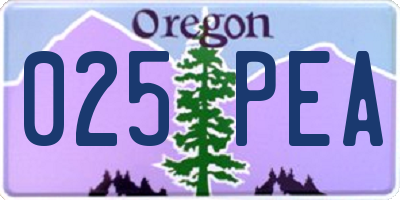 OR license plate 025PEA