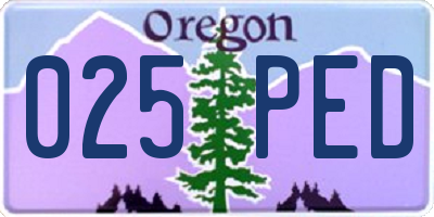 OR license plate 025PED