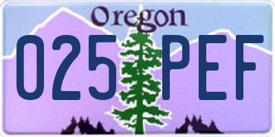 OR license plate 025PEF