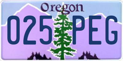 OR license plate 025PEG