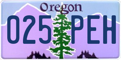 OR license plate 025PEH
