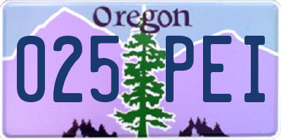 OR license plate 025PEI