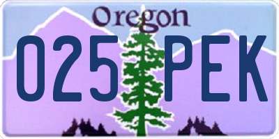 OR license plate 025PEK