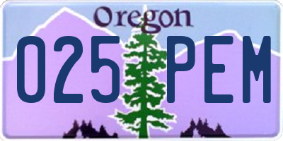 OR license plate 025PEM