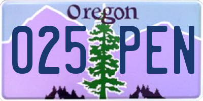 OR license plate 025PEN