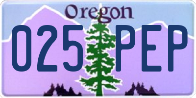OR license plate 025PEP