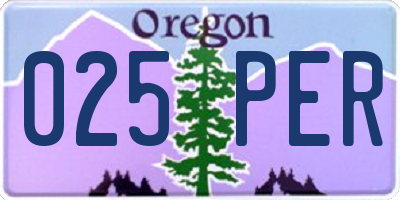 OR license plate 025PER