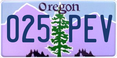 OR license plate 025PEV