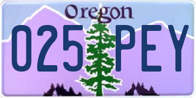 OR license plate 025PEY
