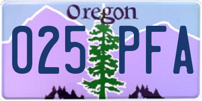 OR license plate 025PFA