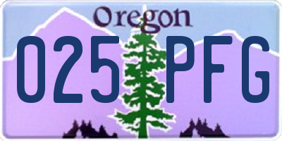 OR license plate 025PFG