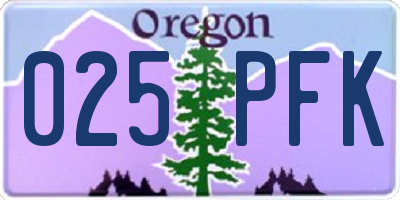 OR license plate 025PFK