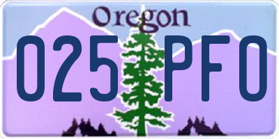 OR license plate 025PFO