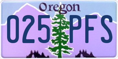 OR license plate 025PFS