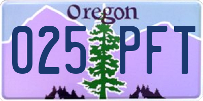 OR license plate 025PFT