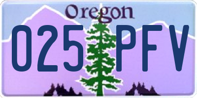 OR license plate 025PFV