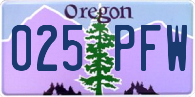 OR license plate 025PFW