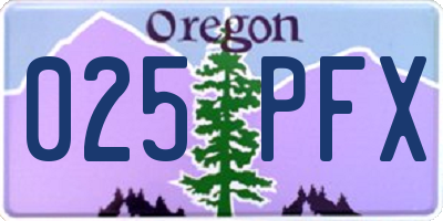 OR license plate 025PFX