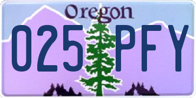 OR license plate 025PFY