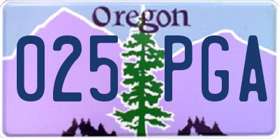 OR license plate 025PGA