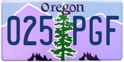 OR license plate 025PGF