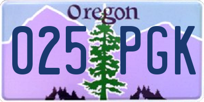 OR license plate 025PGK