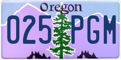 OR license plate 025PGM