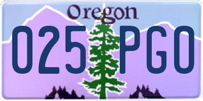 OR license plate 025PGO