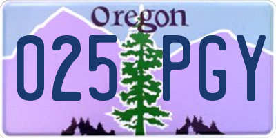 OR license plate 025PGY