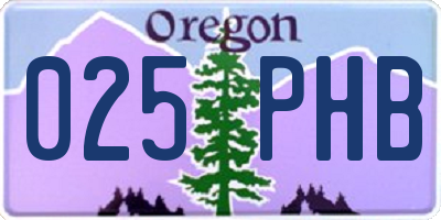OR license plate 025PHB