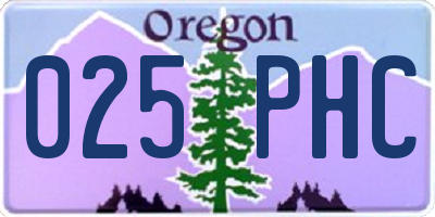 OR license plate 025PHC