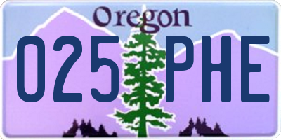 OR license plate 025PHE