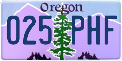OR license plate 025PHF