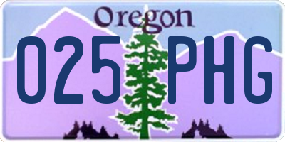 OR license plate 025PHG