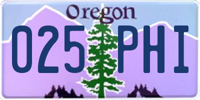 OR license plate 025PHI