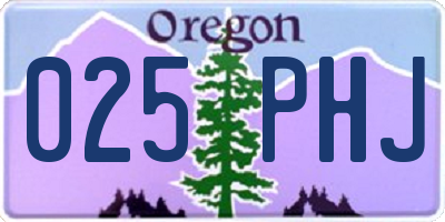 OR license plate 025PHJ