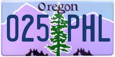 OR license plate 025PHL