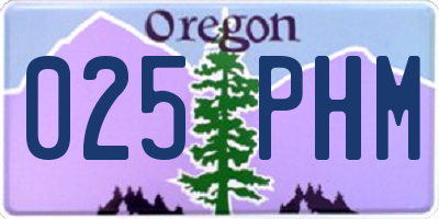 OR license plate 025PHM