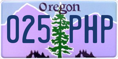 OR license plate 025PHP
