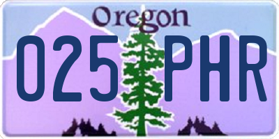 OR license plate 025PHR
