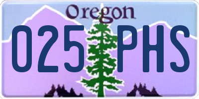 OR license plate 025PHS