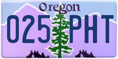 OR license plate 025PHT