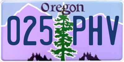OR license plate 025PHV